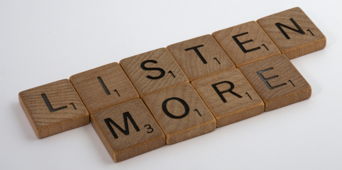 Listen More on Scrabble Tiles